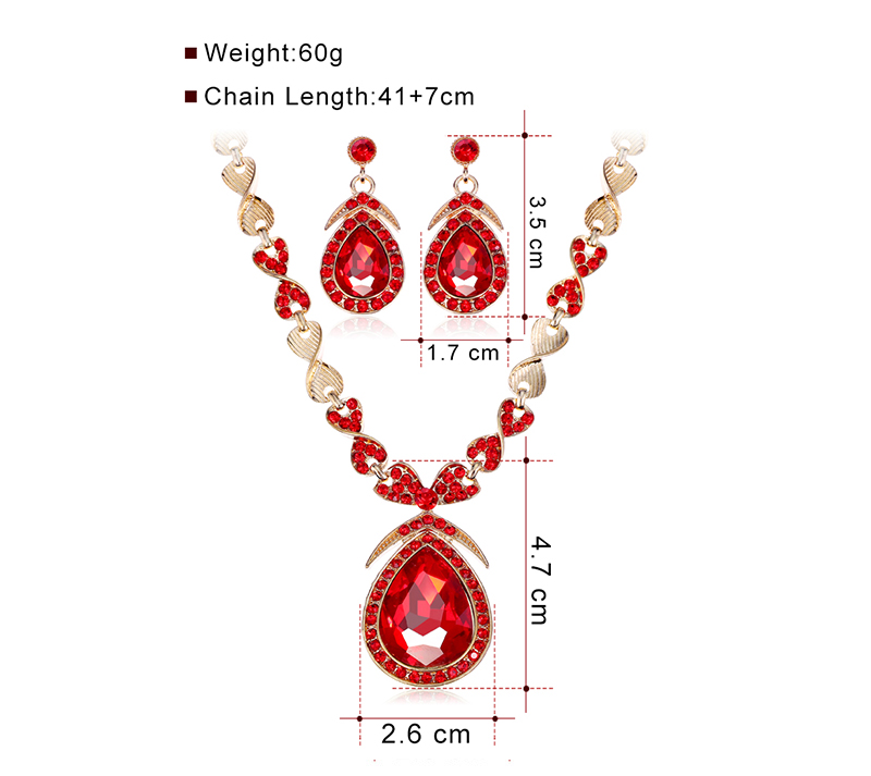 Womenu0027S Glam Classic Style Water Drop Alloy Earrings Necklace Jewelry Set Diamond Rhinestone Jew