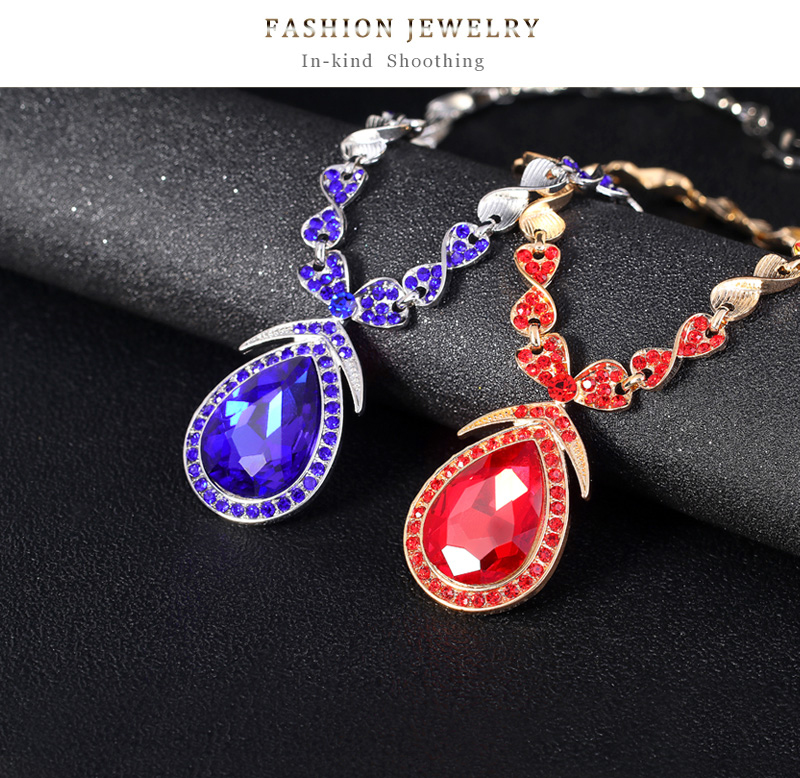 Womenu0027S Glam Classic Style Water Drop Alloy Earrings Necklace Jewelry Set Diamond Rhinestone Jew