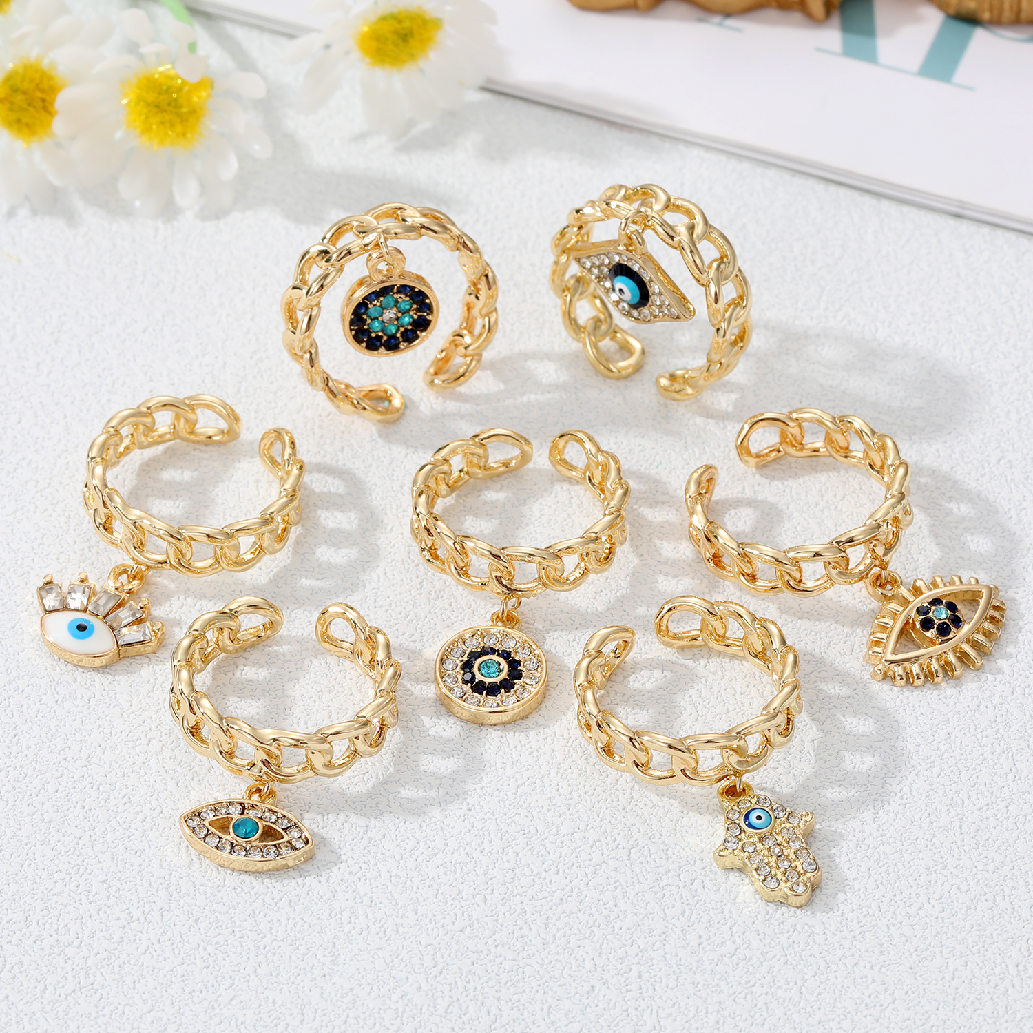 Womenu0027S Fashion Devilu0027s Eye Palm Alloy Rings Plating Inlaid zircon Zircon Rings