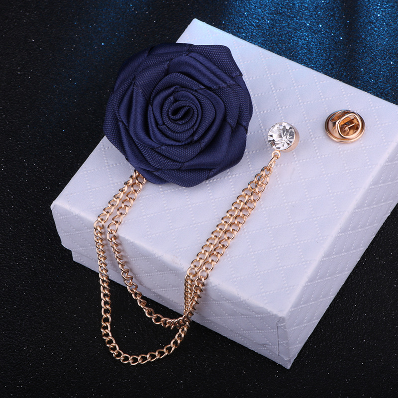 Menu0027S British Style Rose Cloth Brooches Artificial Rhinestones