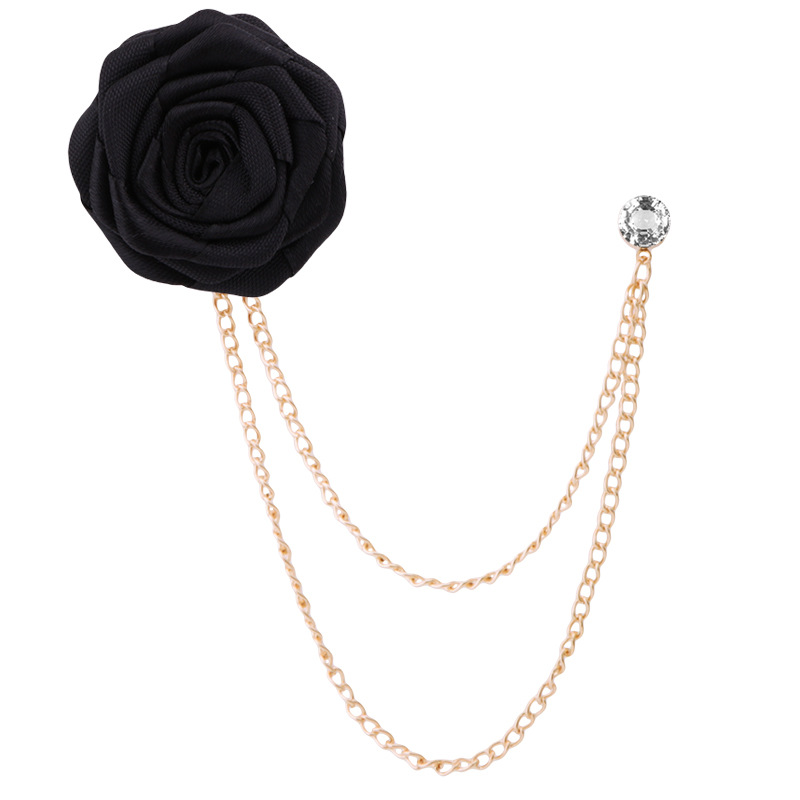 Menu0027S British Style Rose Cloth Brooches Artificial Rhinestones