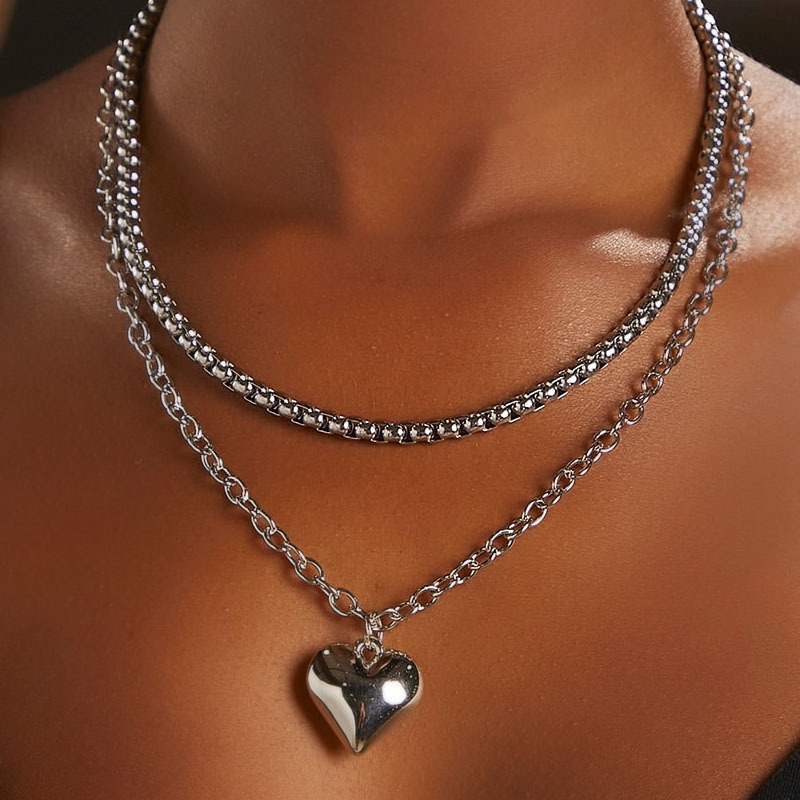 Fashion Heart Shape Alloy Plating No Inlaid Necklace