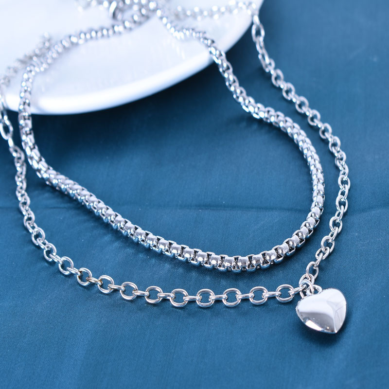 Fashion Heart Shape Alloy Plating No Inlaid Necklace