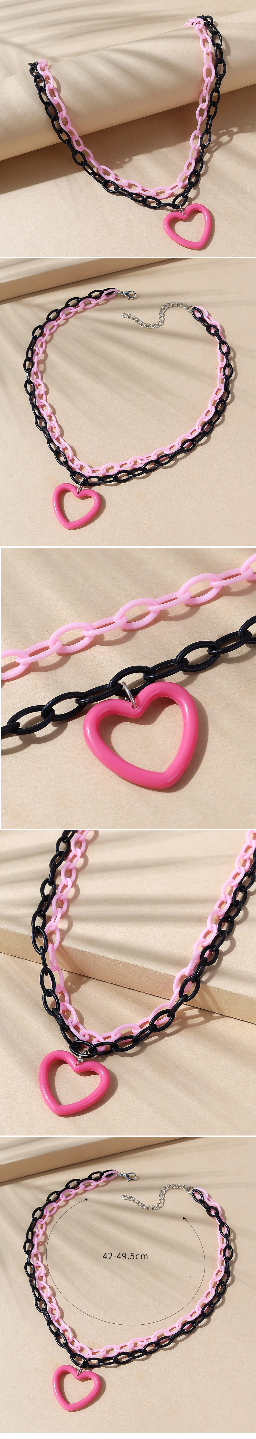 Womenu0027S Simple Style Heart Shape Plastic Necklace Layered Chain Hollow Out Necklaces