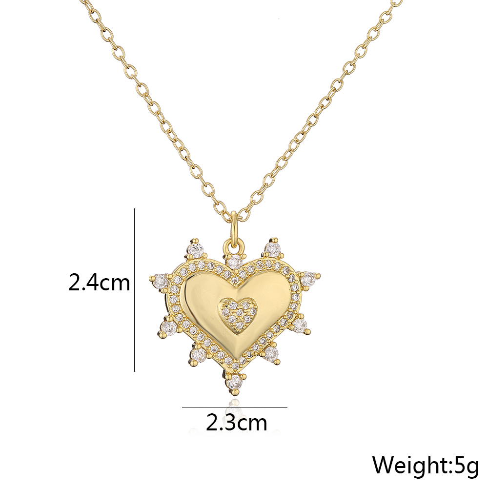 Womenu0027S Fashion Sun Heart shape Copper Necklace Inlaid zircon Zircon Copper Necklaces