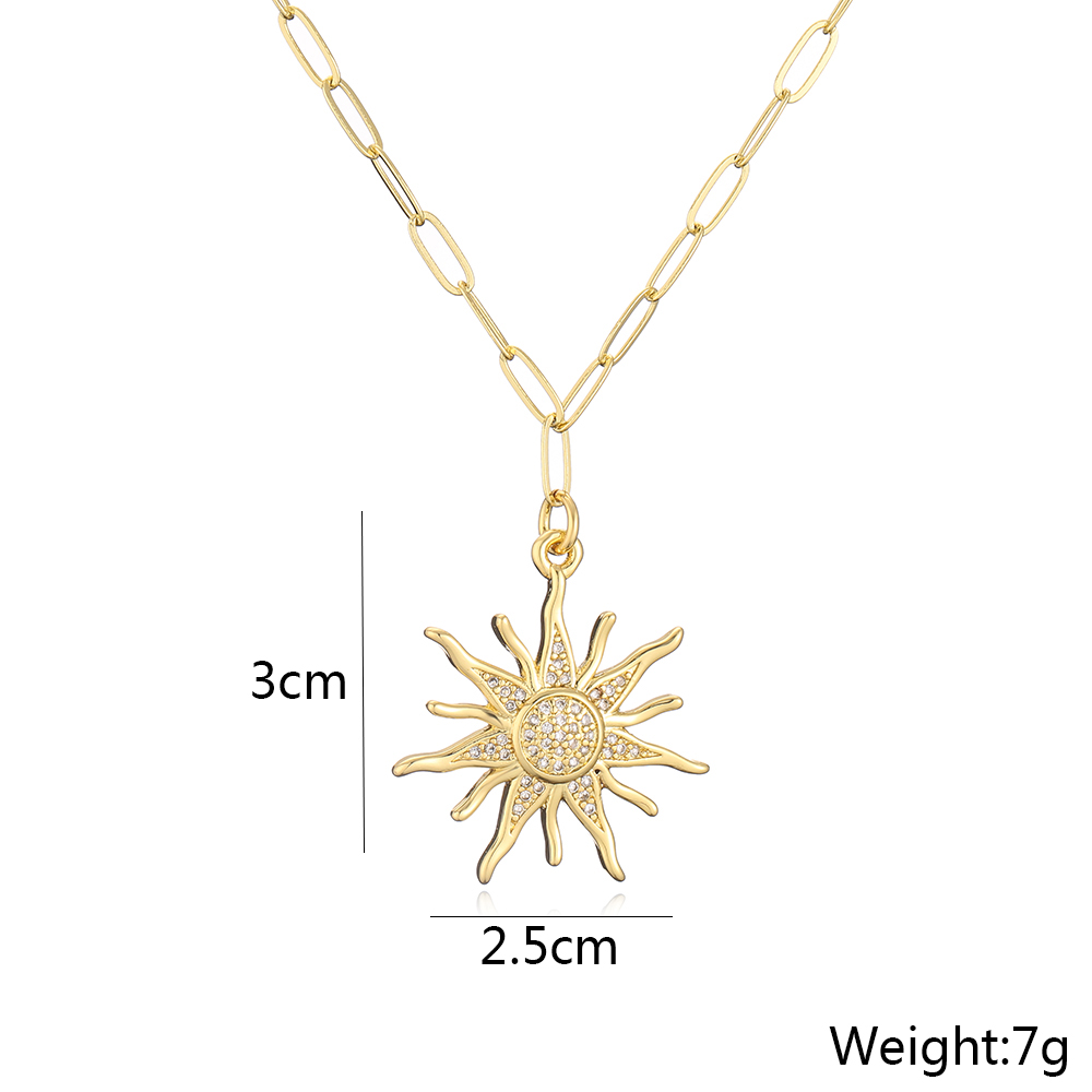 Womenu0027S Fashion Sun Heart shape Copper Necklace Inlaid zircon Zircon Copper Necklaces