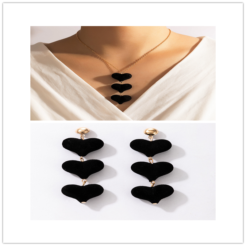 Fashion Alloy Heart shape Earrings Necklace Birthday Party