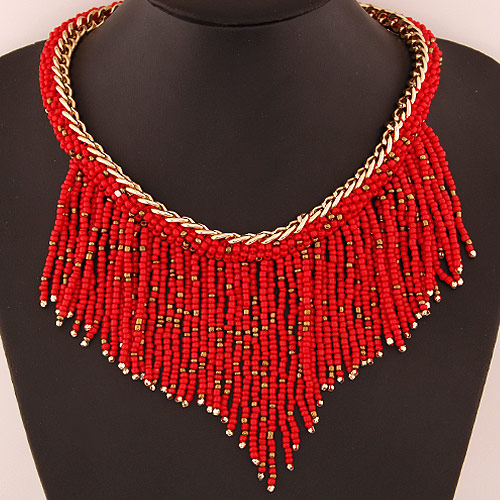 Womenu0027S Bohemian Geometric Tassel Beaded Alloy Necklace Beads Necklaces