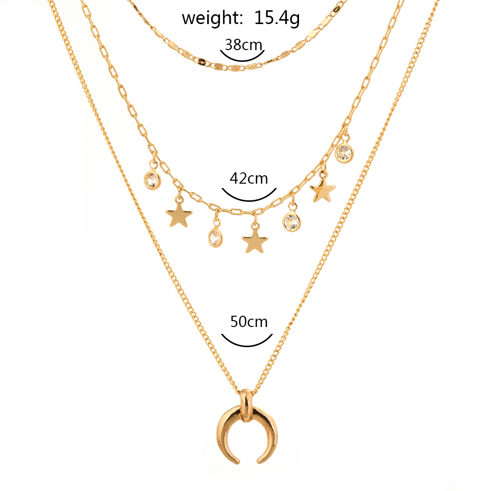 Elegant Moon Alloy Plating Zircon Necklace 1 Piece