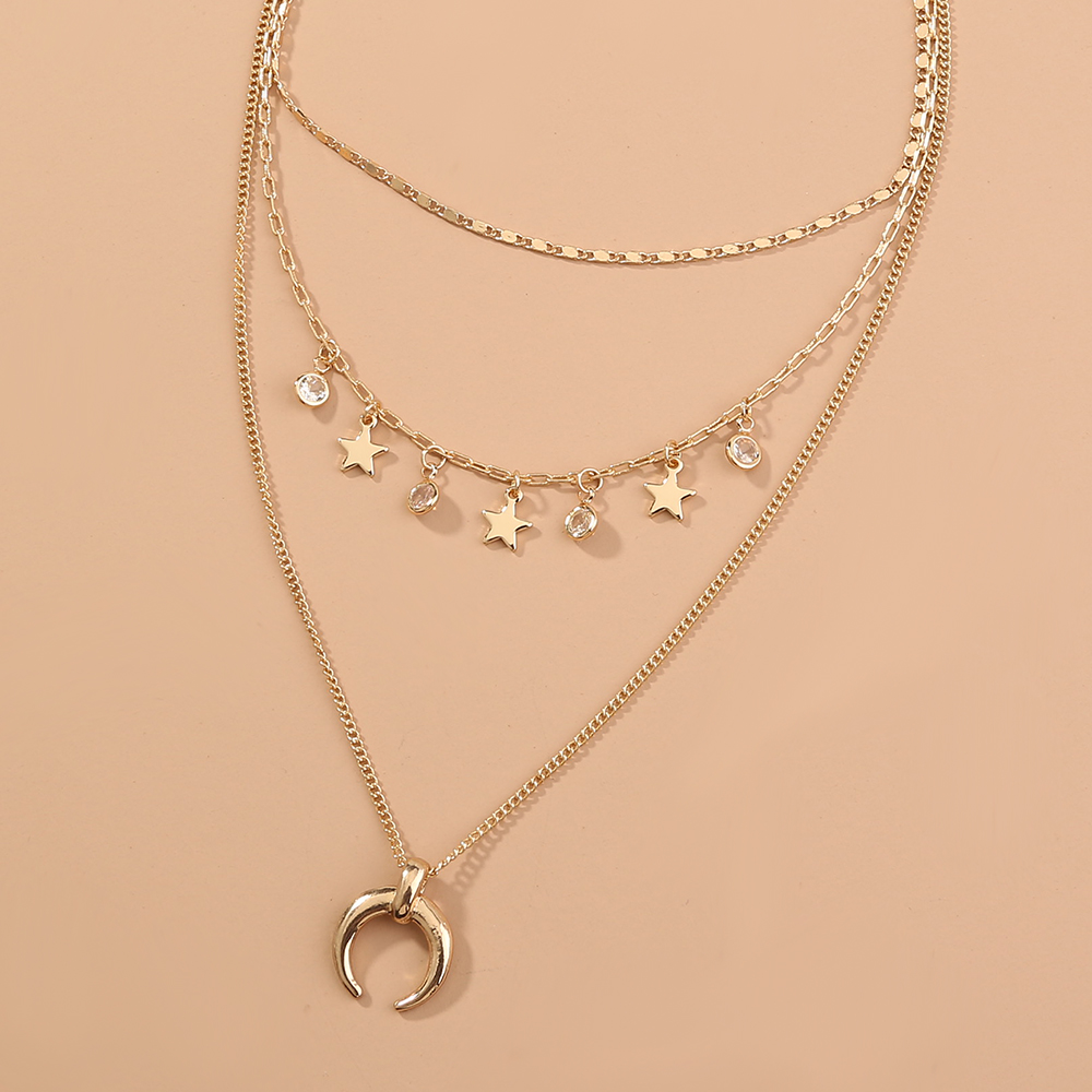 Elegant Moon Alloy Plating Zircon Necklace 1 Piece