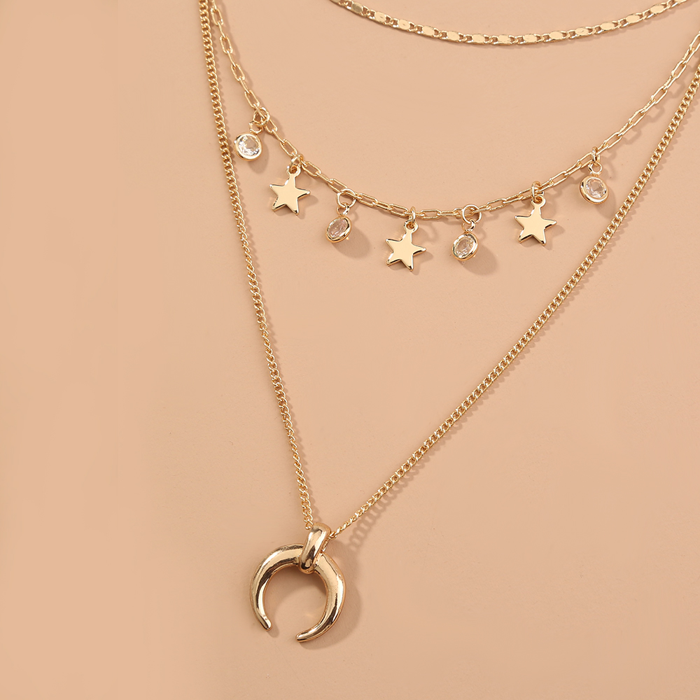 Elegant Moon Alloy Plating Zircon Necklace 1 Piece