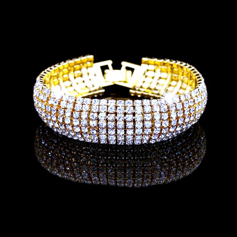 Fashion Round Alloy Rhinestone Diamond Artificial Rhinestones Bangle