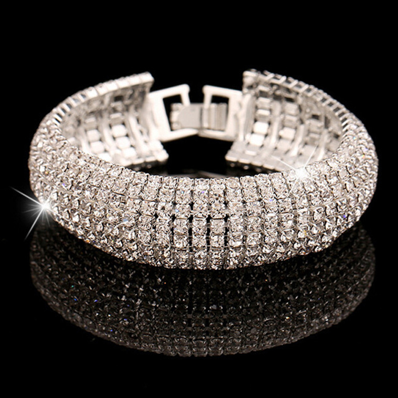 Fashion Round Alloy Rhinestone Diamond Artificial Rhinestones Bangle