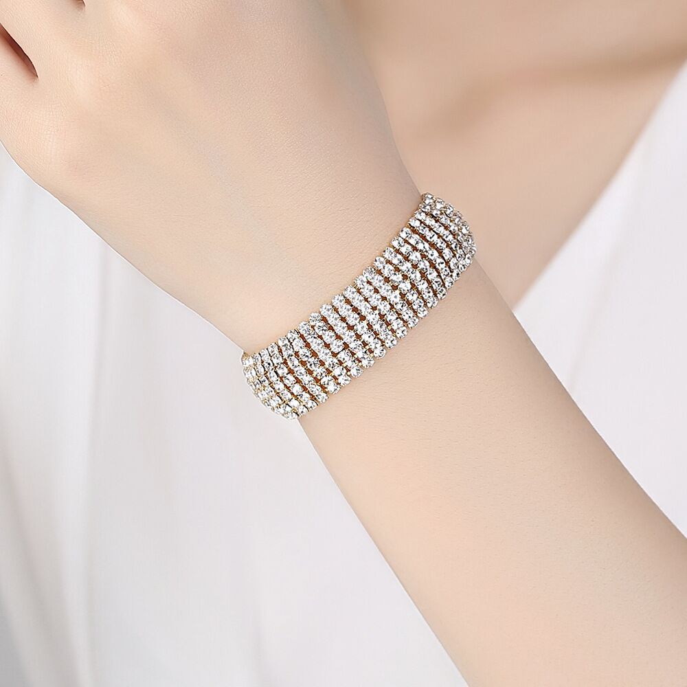 Fashion Round Alloy Rhinestone Diamond Artificial Rhinestones Bangle