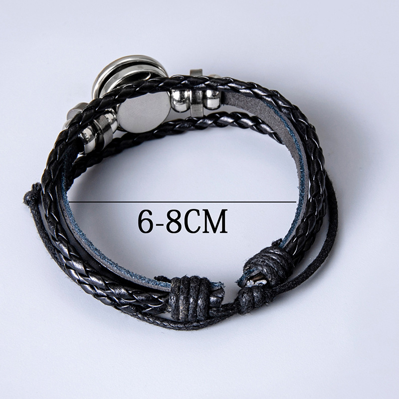 Fashion Artificial Leather Glass Compass Bracelet Daily Hand-Woven Unset Stainless Steel Bracelets