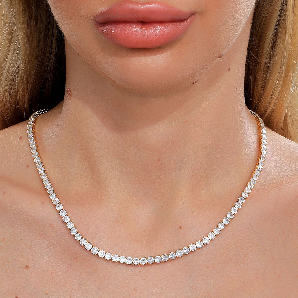 Simple Style Geometric Copper Plating Inlaid Zircon Necklace