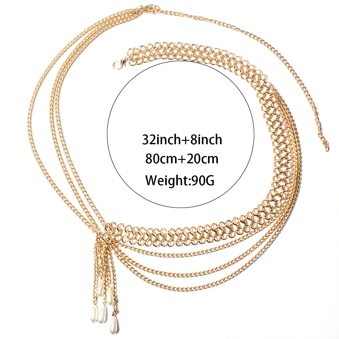 Sexy Geometric Alloy Plating Artificial Pearls Waist Chain