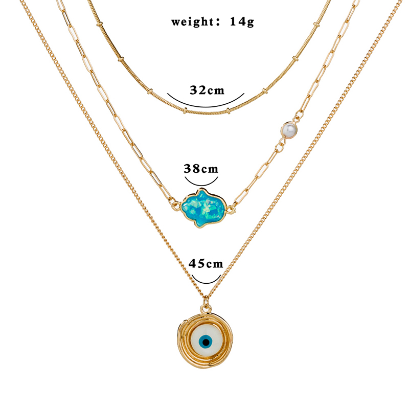 Vintage Style Round Palm Eye Alloy Plating Resin Necklace 1 Set