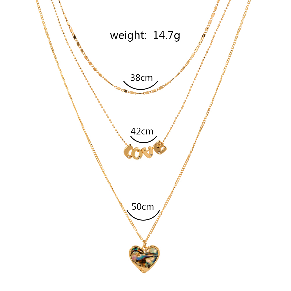 Fashion Letter Heart Alloy Layered Abalone Shell Necklace 1 Piece