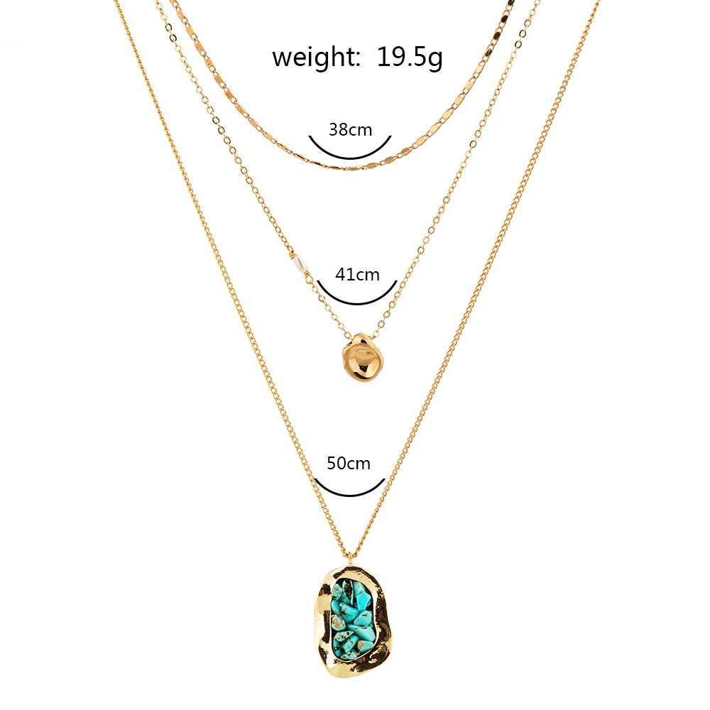 Ethnic Style Irregular Geometric Alloy Inlay Turquoise Necklace 1 Piece