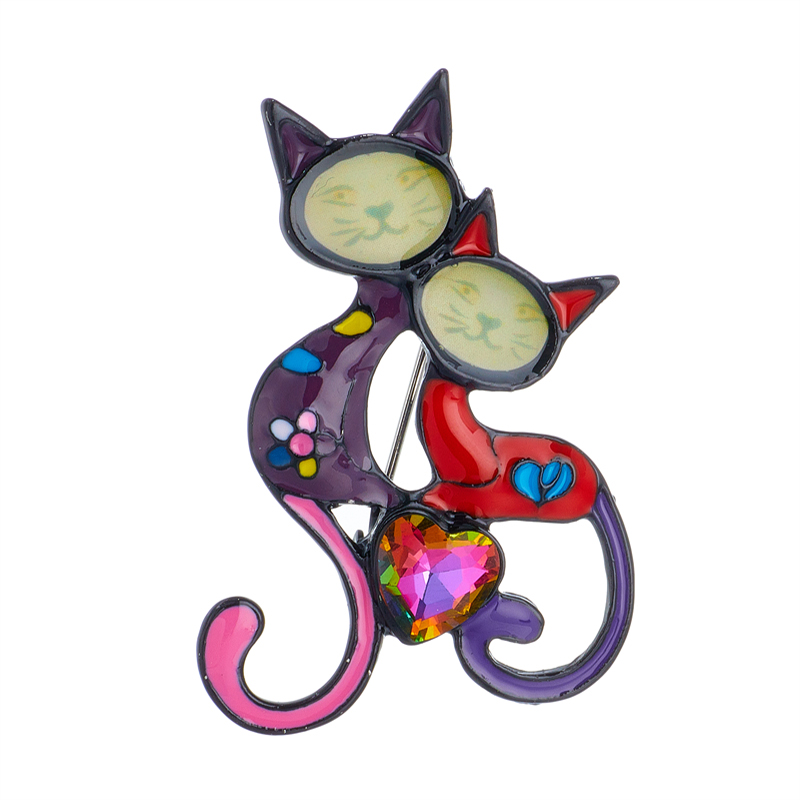 Womenu0027S Elegant Cute Retro Heart Cat Alloy Brooches Stoving Varnish Plating Artificial Rhineston