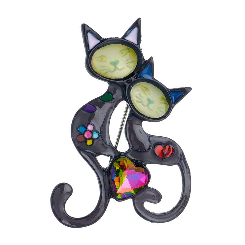 Womenu0027S Elegant Cute Retro Heart Cat Alloy Brooches Stoving Varnish Plating Artificial Rhineston