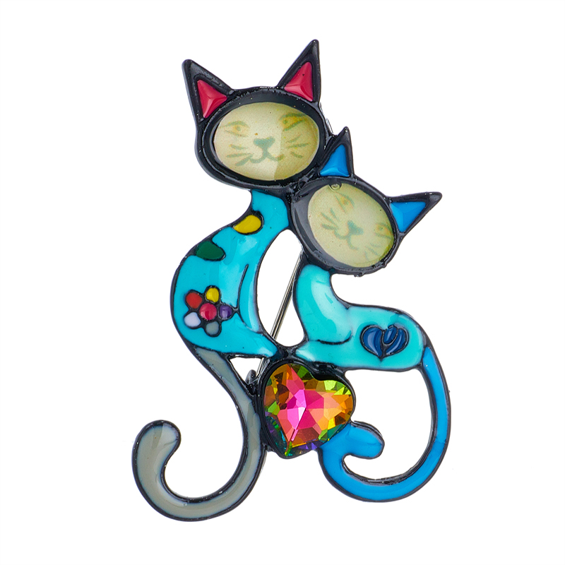 Womenu0027S Elegant Cute Retro Heart Cat Alloy Brooches Stoving Varnish Plating Artificial Rhineston