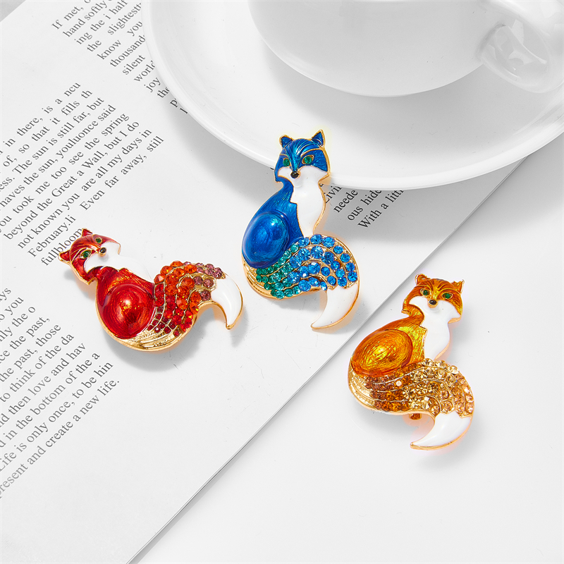 Womenu0027S Cute Ethnic Style Simple Style Fox Alloy Brooches Stoving Varnish Plating Artificial Rhi