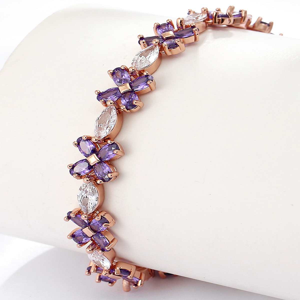 Sweet Flower Copper Bracelets Plating Inlay Zircon Copper Bracelets