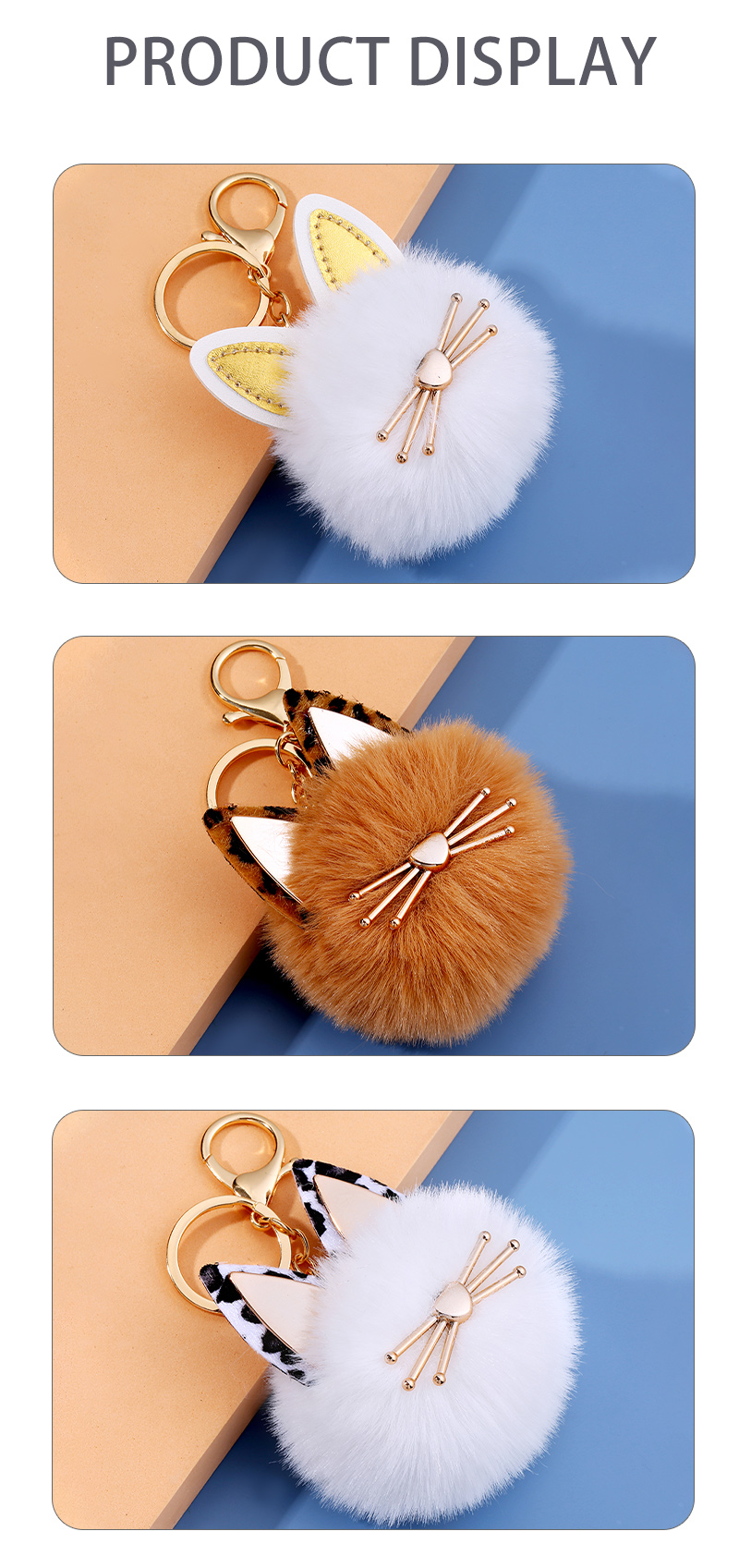 Cute Hairball Cat Alloy Plush Bag Pendant Keychain 1 Piece