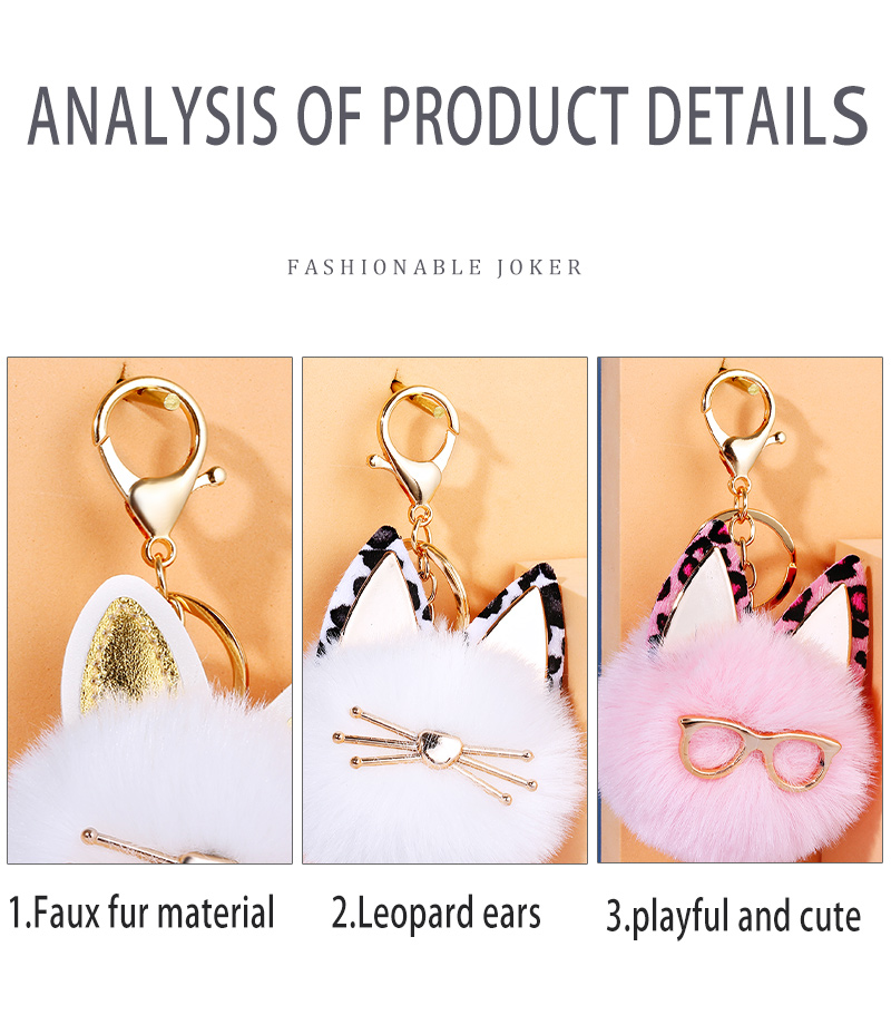 Cute Hairball Cat Alloy Plush Bag Pendant Keychain 1 Piece