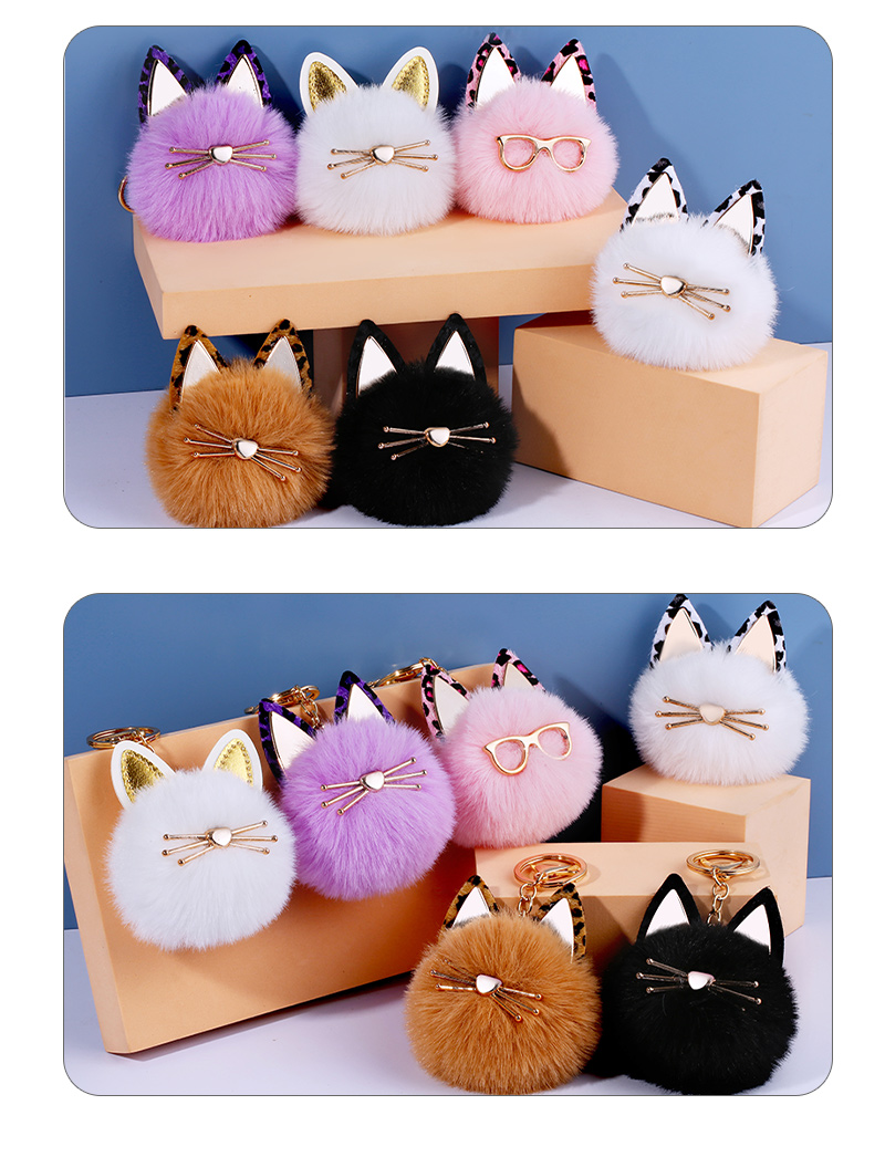 Cute Hairball Cat Alloy Plush Bag Pendant Keychain 1 Piece