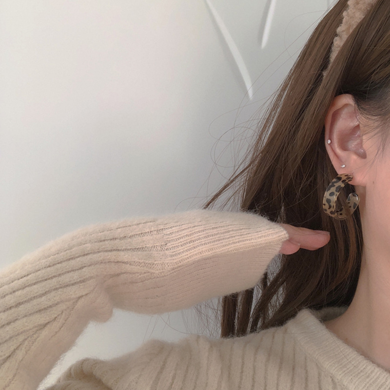 Retro Leopard Plastic Resin Earrings
