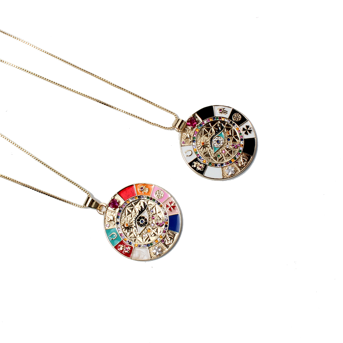 Novelty Eye Copper Necklace Inlay Zircon Copper Necklaces