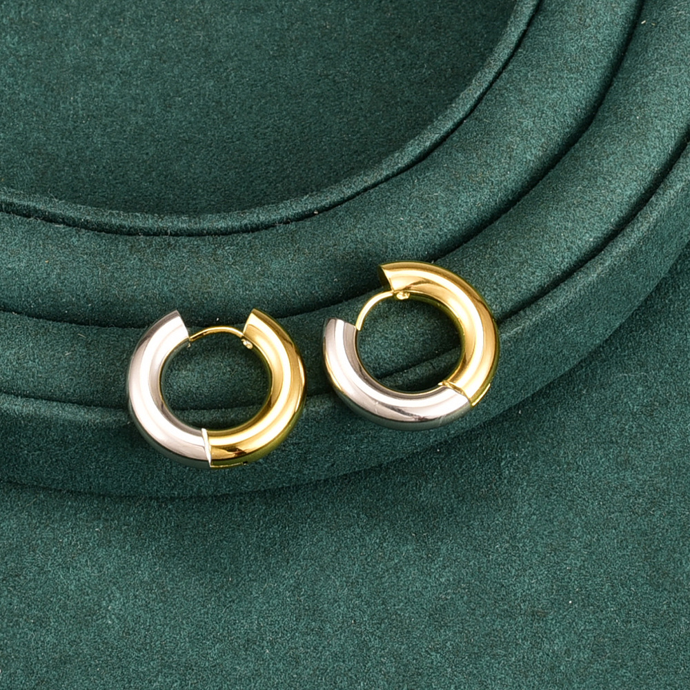 Korean Style Geometric Titanium Steel Earrings Buckle No Inlaid Stainless Steel Earrings