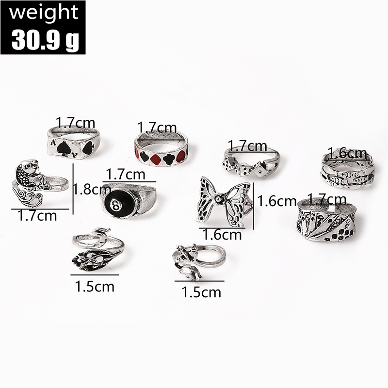 Retro Card Butterfly Fish Alloy Plating Rings