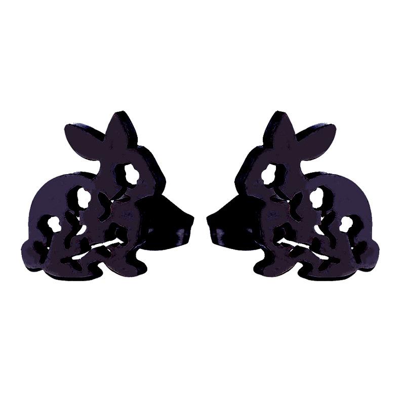 Womenu0027S Simple Style Rabbit Stainless Steel No Inlaid Ear Studs Hollow Out Stainless Steel Earri