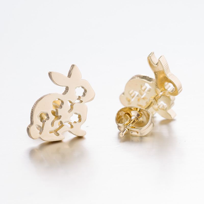 Womenu0027S Simple Style Rabbit Stainless Steel No Inlaid Ear Studs Hollow Out Stainless Steel Earri