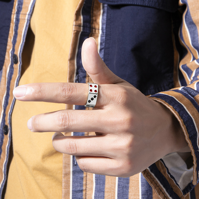 Menu0027S Retro Dice Alloy Rings Plating Rings