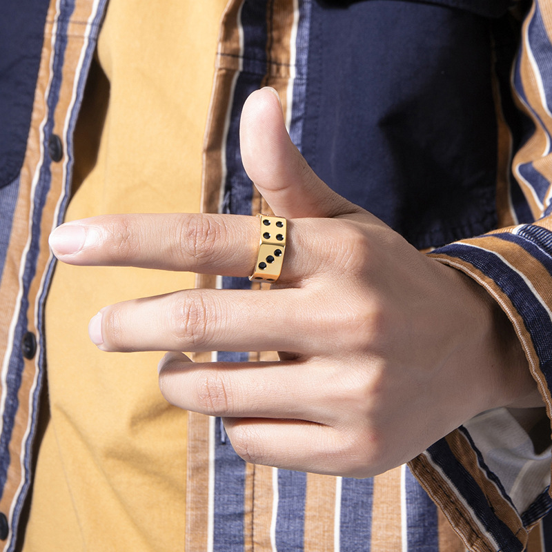 Menu0027S Retro Dice Alloy Rings Plating Rings