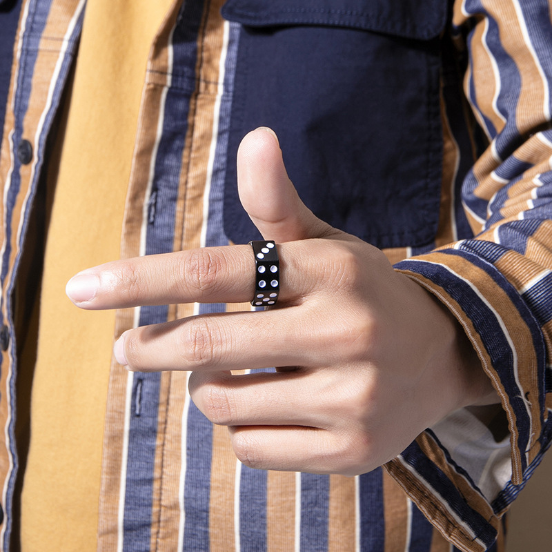 Menu0027S Retro Dice Alloy Rings Plating Rings
