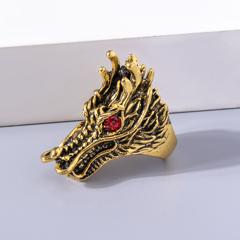 Menu0027S Fashion Dragon Alloy Rings Plating Artificial Rhinestones Rings