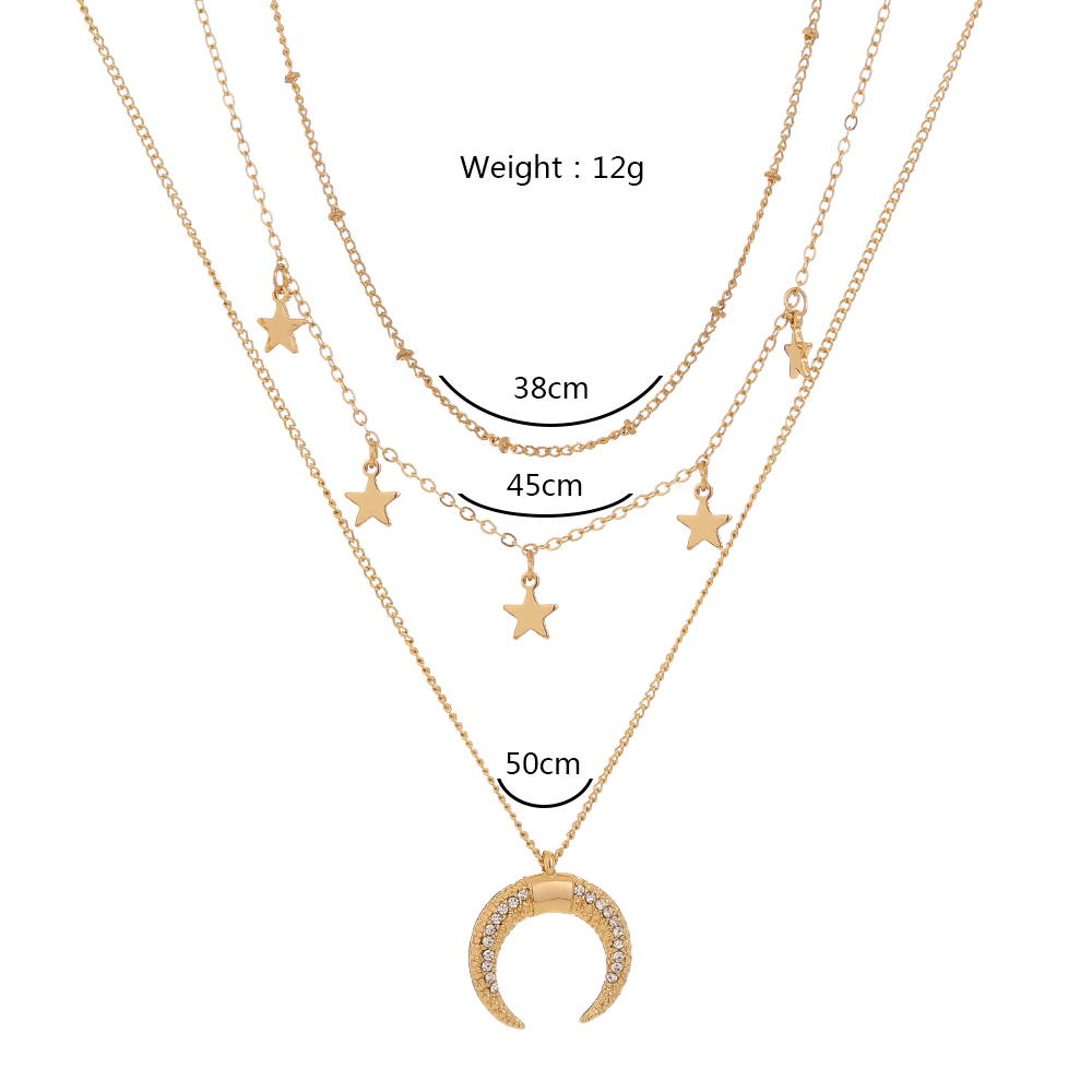 Retro Moon Alloy Plating Rhinestone Necklace