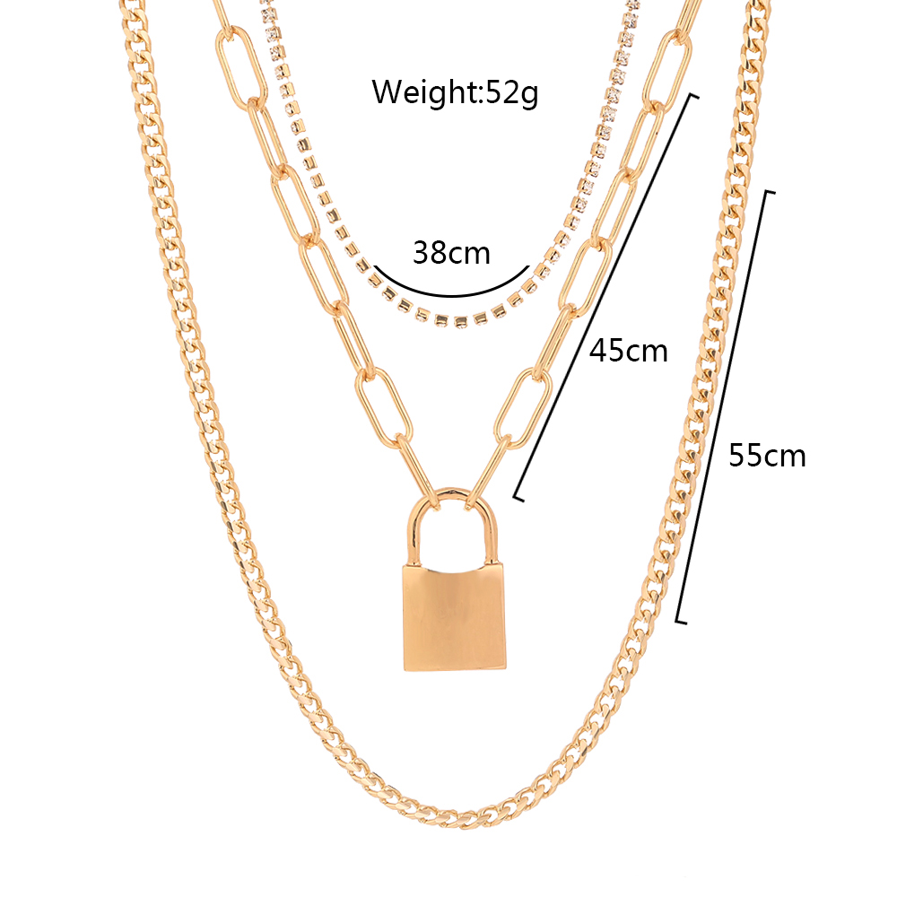 Vintage Style Lock Alloy Layered Necklace