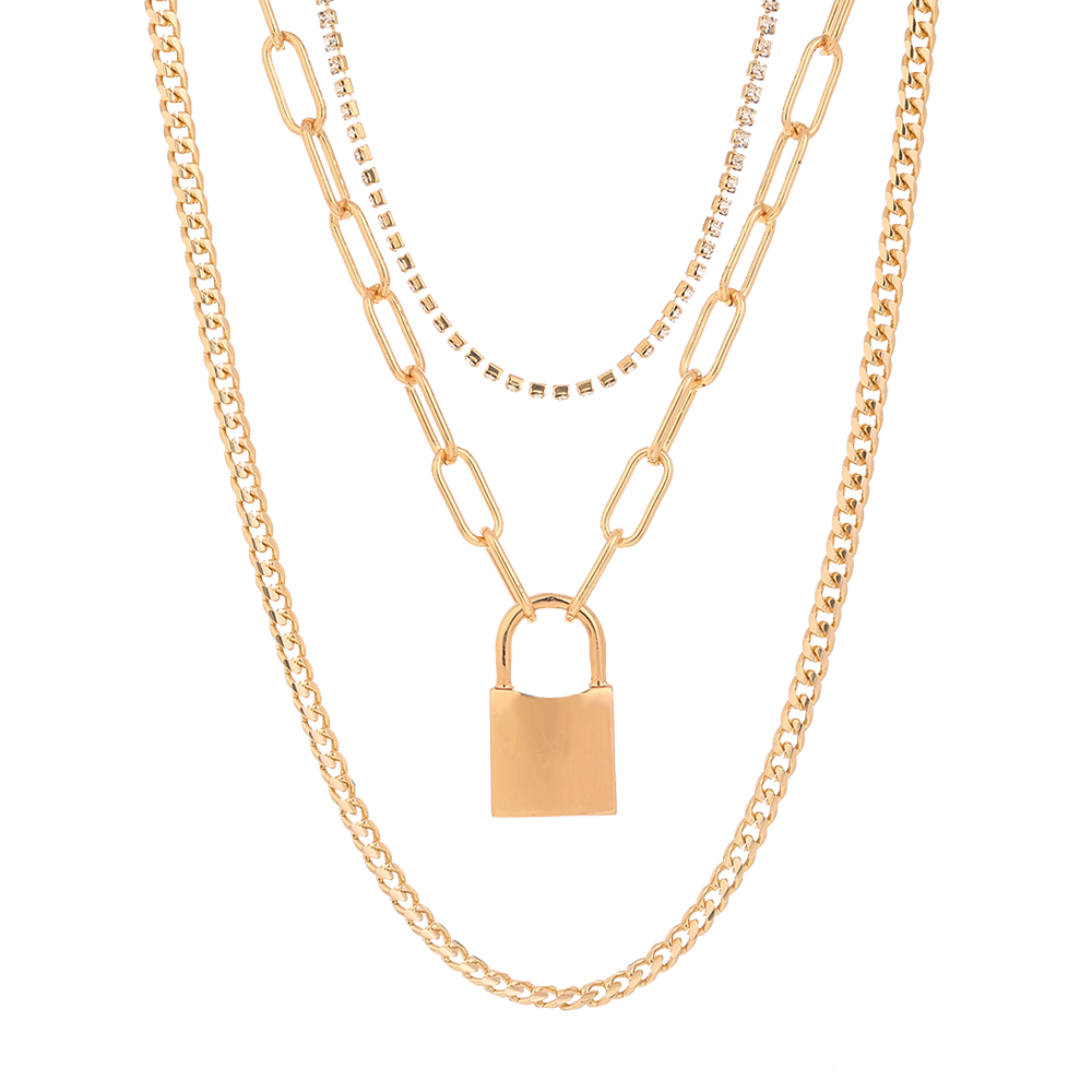 Vintage Style Lock Alloy Layered Necklace