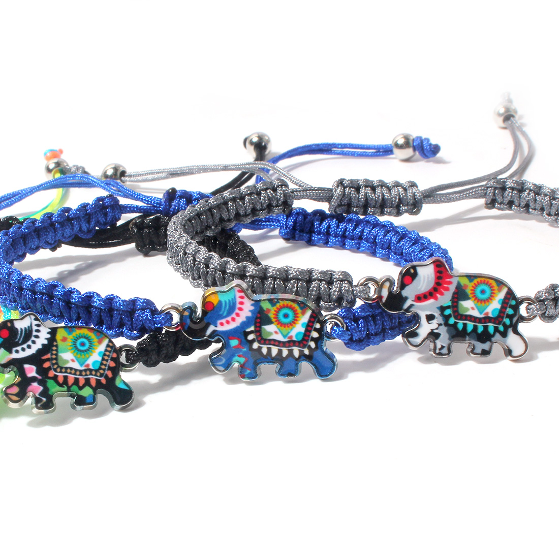 Ethnic Style Elephant Alloy Drawstring Braid Bracelets