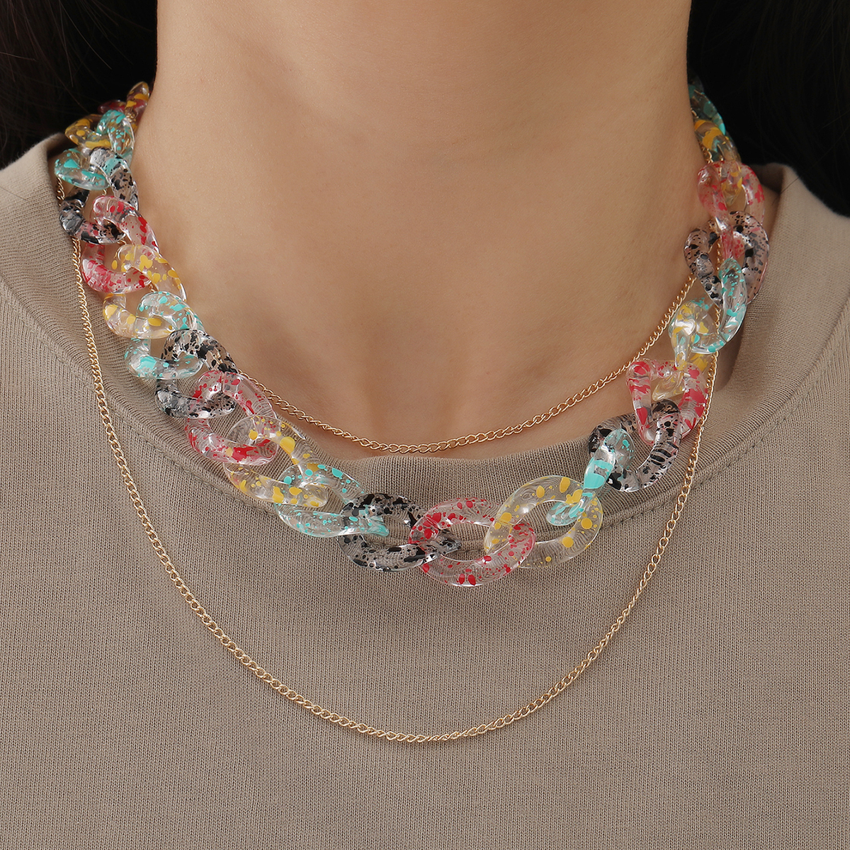 Womenu0027S Fashion Geometric Synthetic Resin Necklace Chain Necklaces