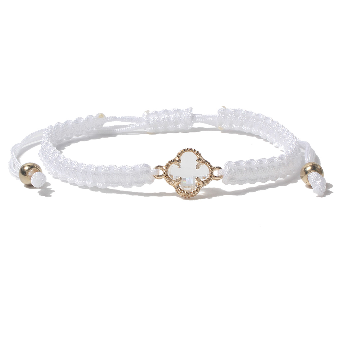 Sweet Four Leaf Clover Alloy Drawstring Handmade Crystal Bracelets