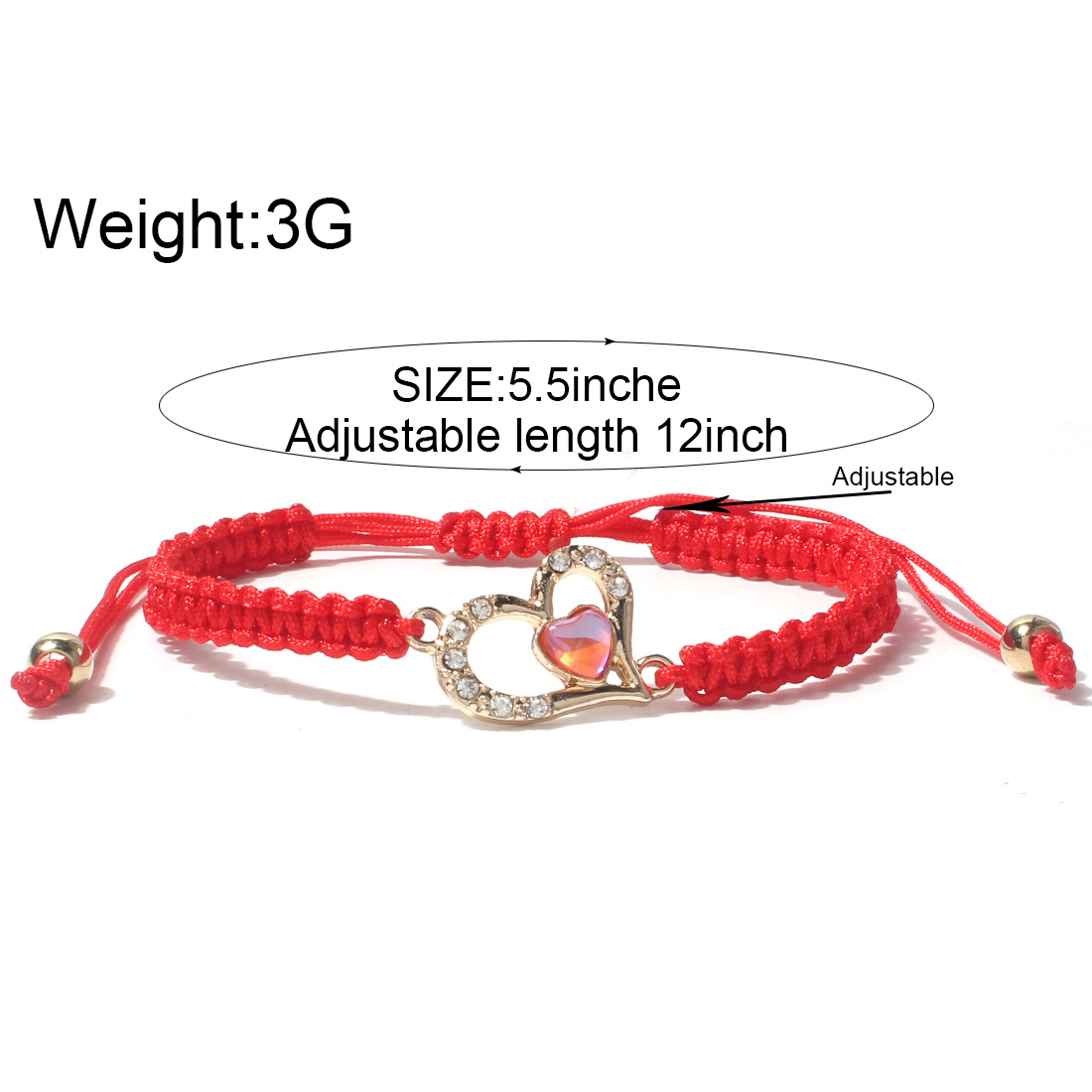 Casual Heart Alloy Drawstring Inlay Zircon Bracelets