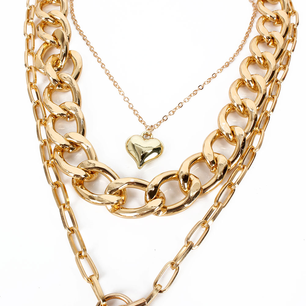 Punk Heart Shape Alloy Plating Necklace